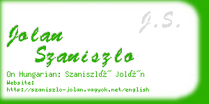 jolan szaniszlo business card